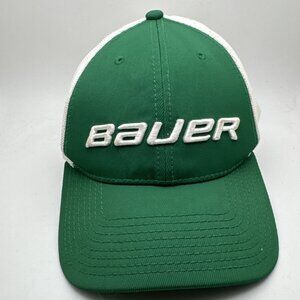 Bauer Hat Cap Fitted GreenWhite Mesh Trucker Embroidered Mens Hockey New Era Med